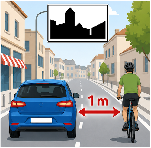 1 mètre en agglomération ;