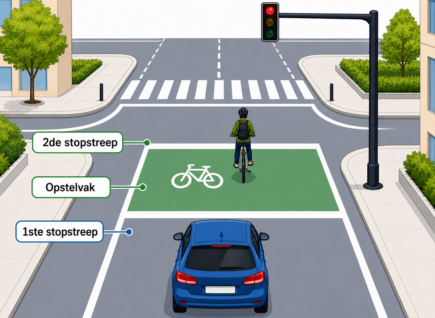 Opstelvak voor fietsers en bromfietsen