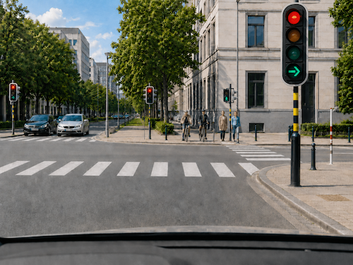 feu rouge&nbsp;avec flèche verte 